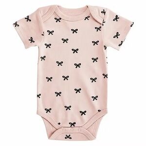 Unbranded Pink Bow Print Short-Sleeve One-Piece